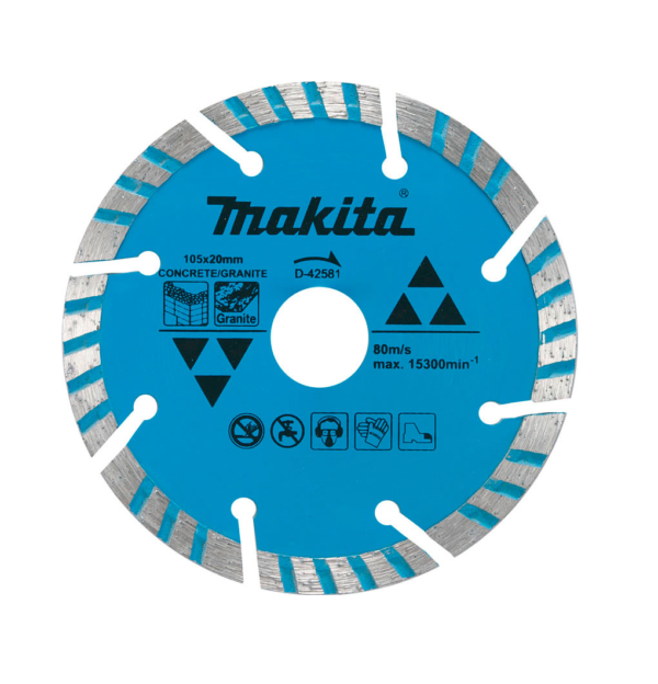 Disco Diamantado Segmentado Turbo Concreto, Granito e Mármore 105x20mm - Seco Makita